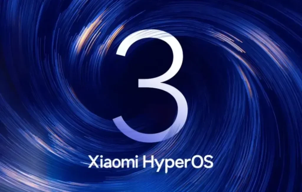 Logo HyperOS 3 dengan tampilan antarmuka smartphone modern