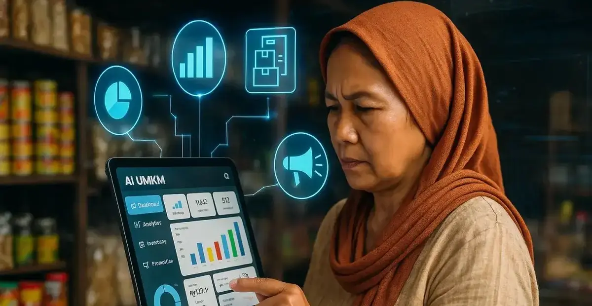Artificial Intelligence membantu UMKM membuat konten pemasaran digital dan strategi promosi online.