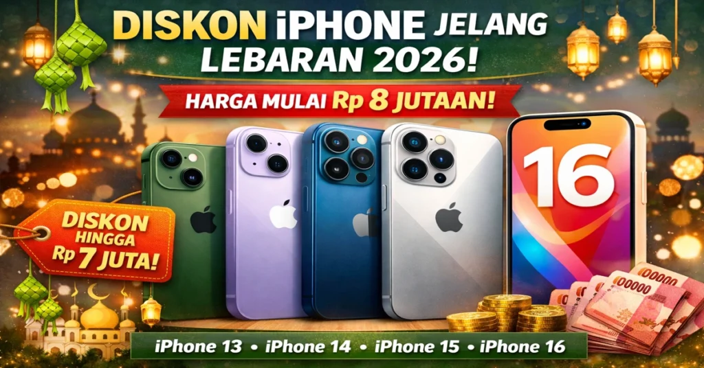 Diskon iPhone jelang Lebaran 2026 dengan harga iPhone 13, iPhone 14, dan iPhone 15 turun drastis di Indonesia