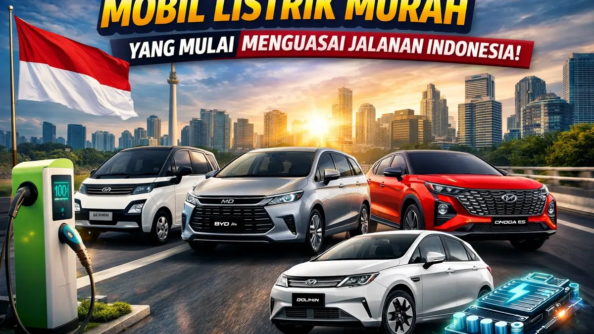 Mobil listrik murah di Indonesia seperti Wuling Air EV, BYD M6, dan Chery Omoda E5 yang semakin populer di jalanan perkotaan