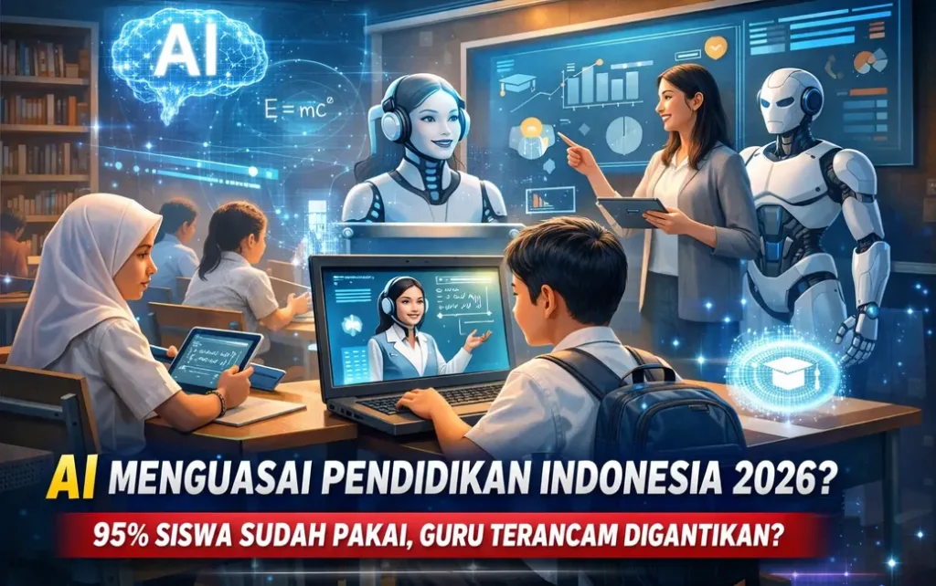 siswa Indonesia menggunakan teknologi AI dalam pembelajaran digital di kelas modern tahun 2026
