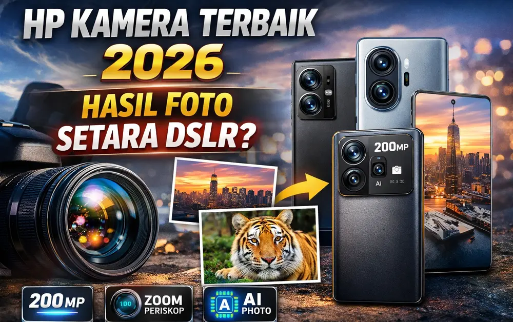 HP kamera terbaik 2026 dengan teknologi 200MP dibandingkan DSLR menghasilkan foto berkualitas tinggi
