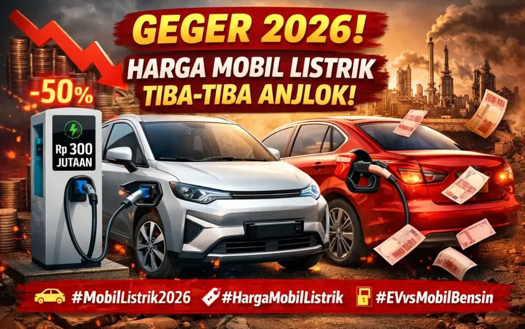Perang harga mobil listrik 2026 di Indonesia dengan berbagai model EV modern harga terjangkau dibanding mobil bensin