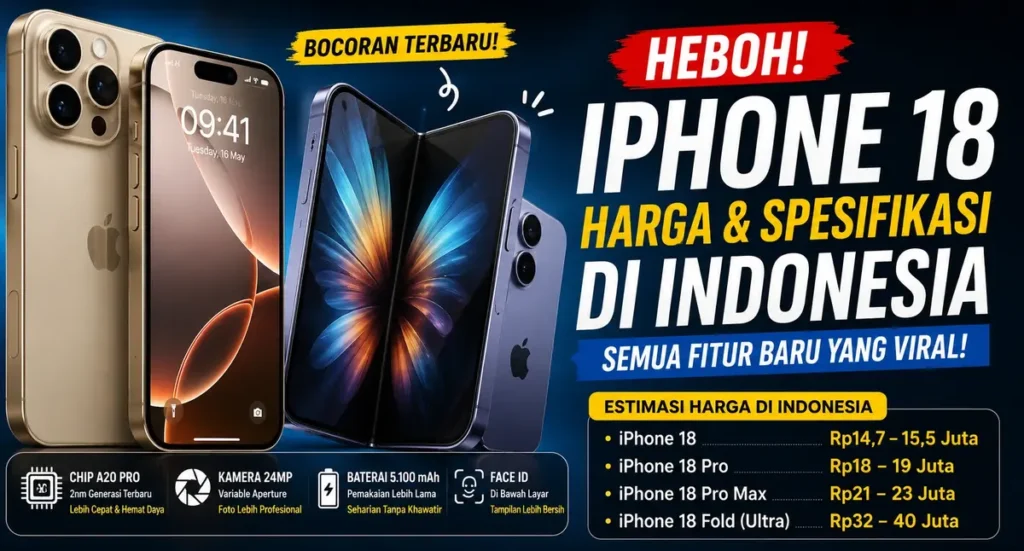 Bocoran harga iPhone 18 Indonesia 2026 beserta spesifikasi terbaru iPhone 18 Pro Max dan iPhone Fold